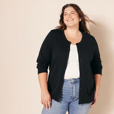 Amazon Essentials Women's Lightweight Crewneck Cardigan Sweater (Available in Plus Size), Black, X-Large - Image 6