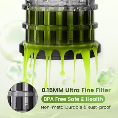 Cold Press Juicer Machines, High Nutrient Retention, 99% Juice Yield, 5.3" Wide Feed Chute for Whole Fruits & Vegetables, Quiet Slow Masticating Juicer, BPA-Free, Easy to Clean - Image 5