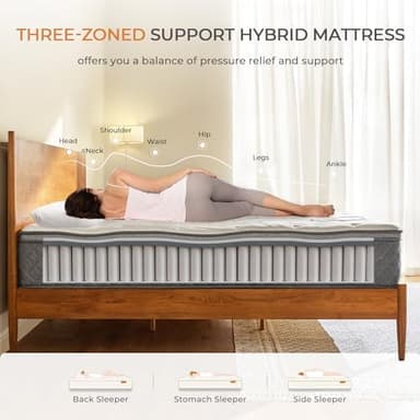 Sweetnight Queen Mattress - 12 Inch Queen Bed Mattress in a Box, Hybrid Queen Size Mattress with Pocketed Coils for Comfort Sleep and Balanced Support - Image 4