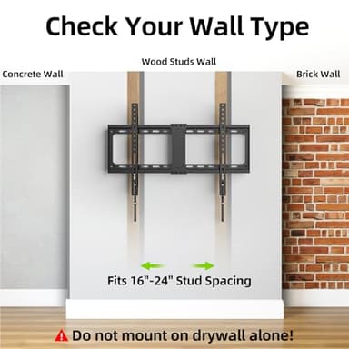 USX MOUNT TV Wall Mount,Low Profile TV Mount for Most 42-86 Inch Flat Screen Televisions,Max VESA 600x400mm Fixed Wall Mount Bracket Holds up to 132 lbs,Fits 16"/18"/24" Studs - Image 6