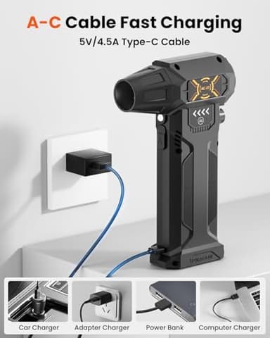 Electric Air Duster-380000RPM Compressed Air Duster, Super High-Speed Air Blower, Replace Compressed Air Cans,Keyboard and PC Clean, Adjustable Air Blower for Outdoors,Car,Home (AC-27) - Image 8