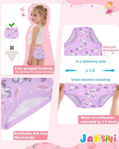 JAHSIYI Girls Underwear Size 6 100% Cotton Toddler Panties 6T Stretch Briefs Kids Clothes Unicorn Underpants 6 Pack Cute Undies Small 6X 5-6 Years Old - Image 5