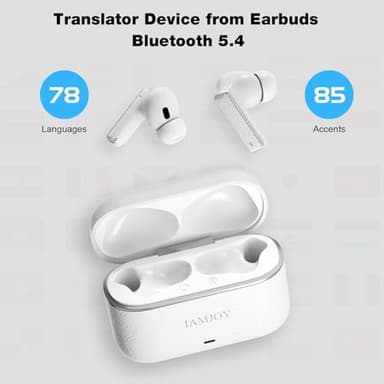 IAMJOY Language Translation Earbuds, 163 Language & Accents Two-Way Translator Device Built-in 6 Mics, 42dB Hybrid Dual Noise Cancelling Earbuds for Travel Business Learning, White - Image 4