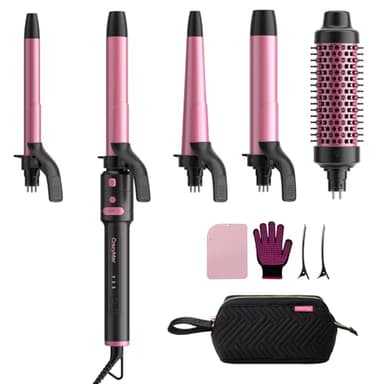 5-in-1 Rotating Curling Iron Set,Automatic Hair Curler with 5 Ceramic Barrels (3/4,1,1.25 Inch) | Fast Heating, Dual Voltage for Long-Lasting Curl Styling/Beach Wave - Image 1
