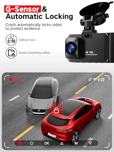 LECTRUS 3 Channel 4k Dash Cam Front and Rear and Inside, Car Mount Dash Camera with WiFi, 64GB Card, Night Vision, App Control, Loop Recording, G-Sensor, 24h Parking Mode, 3" IPS Screen - Image 3