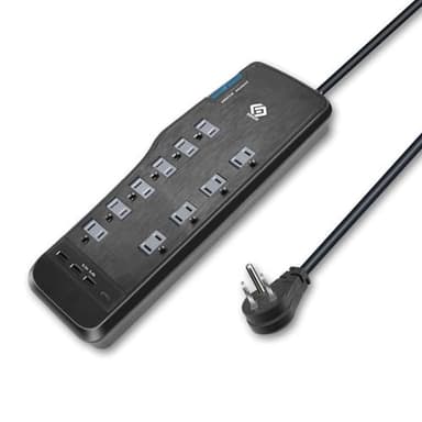 OSKOS Surge Protector Power Strip, 10 Outlets, Four USB 3.4A Ports (3A+1C), 6FT Extension Cord, 3540 Joules, 15A/1800W,Wall Mountable, UL Listed - Image 2