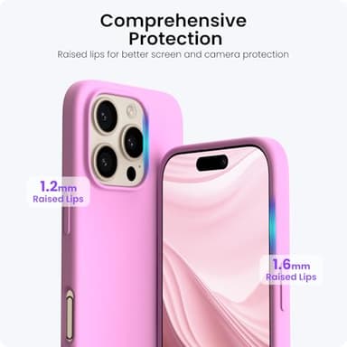 ORNARTO Compatible with iPhone 16 Pro Max Case 6.9", Slim Liquid Silicone 3 Layers Soft Gel Rubber Shockproof Protective Case with Anti-Scratch Microfiber Lining-Cherry Blossom - Image 4