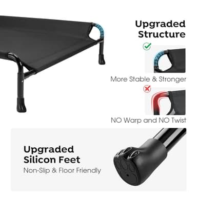 Veehoo Cooling Elevated Dog Bed - Raised for Large Dogs, Outdoor With Guardrail, Upgraded Non-Slip Feet, Breathable Teslin Mesh, Portable Camping Cot, 41 x 27 Inches, Black - Image 5