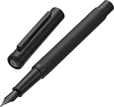 Matte Black Forest Fountain Pen Extra Fine Nib Classic Design with Converter and Metal Pen Box Set by Asvine - Image 1
