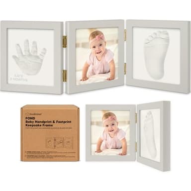 Baby Shower Gifts for Boys, Girls - Baby Hand and Footprint Kit, Newborn Handprint Kit, Keepsake Photo Frame, Nursery Picture Frame, Gender-Neutral Newborn Keepsake Gifts (Cloud Gray) - Image 1