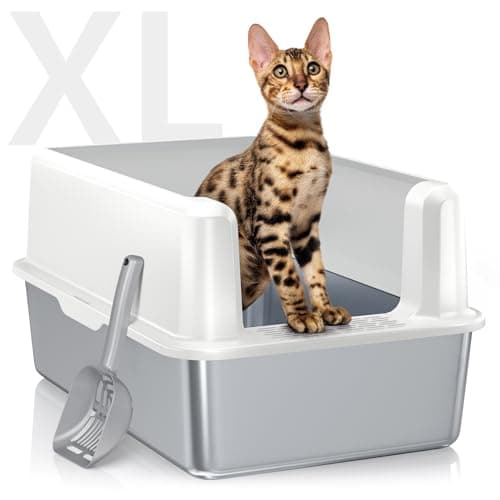 WoofiGo Stainless Steel Cat Litter Box with Lid, XL Metal Litter Box for Big Cats, Extra Large Litter Box with High Sides, Never Absorbs Odors, Non-Sticky, Easy Clean, Anti-Urine Leakage, with Scoop - Image 1