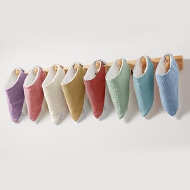 Wrrernsin Muslin Baby Bibs for Unisex Boys Girls, 10pack Cotton Drool, Adjustable Bandana Bibs for Drooling and Teething - Image 7