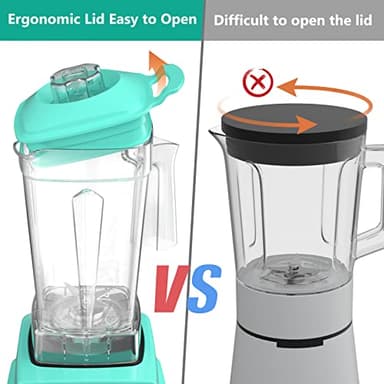 OMMO Blender 1800W, Professional High Speed Countertop Blender with Durable Stainless Steel Blades, 60oz BPA Free Blender for Shakes and Smoothies, Nuts, Ice and Fruits, Dishwasher Safe - Image 7