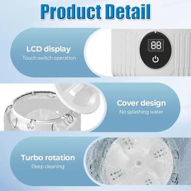 2025 New Portable Ultrasonic Mini Washing Machine – Rechargeable Travel Laundry Solution for Underwear, Compact Design for Apartments, Dorms, RVs, and Camping (White) - Image 6