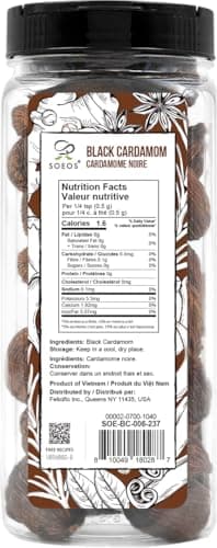 Soeos Black Cardamom Pods, 6 Ounces, NON GMO Verified, Kosher, Smoky Flavor, Freshly Dried Cardamom Seeds, Perfect for Asian and India Cooking Spice - Image 2