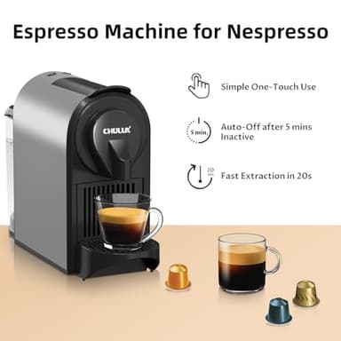 CHULUX Bafè-Pro Espresso Machine, Mini Espresso Machine for Nespresso Original Capsules, Single Serve Coffee Machine for Home Espresso & Lungo Maker, Italian ODE 20 Bar Pump, Metallic Gray - Image 2