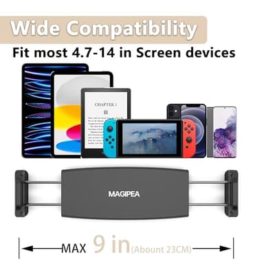 Tablet Stand Holder, Mount Holder Clip with Grip Flexible Long Arm Gooseneck Compatible with ipad iPhone/Nintendo Switch/Samsung Galaxy Tabs/Amazon Kindle Fire HD - Black - Image 4