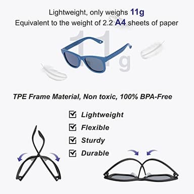 COCOSAND Flexible Polarized Baby Sunglasses with Strap Soft Silicone Nose Pad UV Protection for Infant Toddler Boys Grils Age 0-24 Months - Image 3