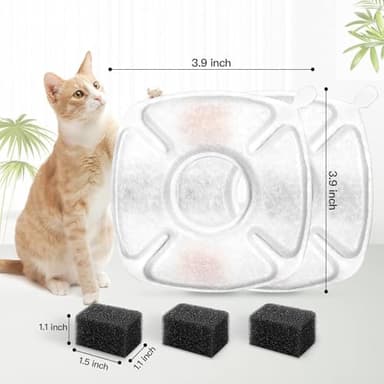 24 Pcs Cat Fountain Replacement Filters 12 Pack Cat Water Fountain Replacement Filters with 12 Pack Pre-Filter Sponges, Pet Fountain Filter Fit for 95oz/2.8L Automatic Pet Fountain Cat Water Fountain - Image 5