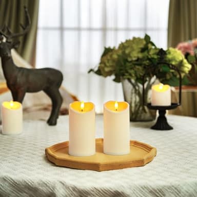 Homemory 6"x3" Outdoor Waterproof Flameless Candles, LED Candles, Battery Operated Candles with Remote and Timers, Electric Fake Plastic Pillar Candles, Ivory White, Set of 2 - Image 2