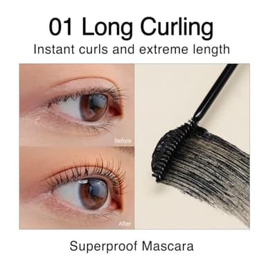 CLIO Kill Lash Superproof Mascara, Waterproof Mascara Black, Lengthening & Lifting for Defined Eyelash, Long-Lasting, Clump & Smudge-Free, for Sensitive Eyes, Korean Makeup Beauty (001 Long Curling) - Image 2