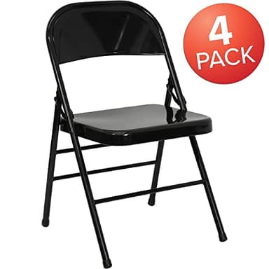 Flash Furniture 4 Pack HERCULES Series Triple Braced & Double Hinged Black Metal Folding Chair - Image 4