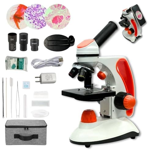 MicroMarvels Metal Body Compound Microscope for Students, 40X-2000X Dual LED Light, Biological Microscope for Home School Lab, with Type-C Power & Phone Adapter - Image 1