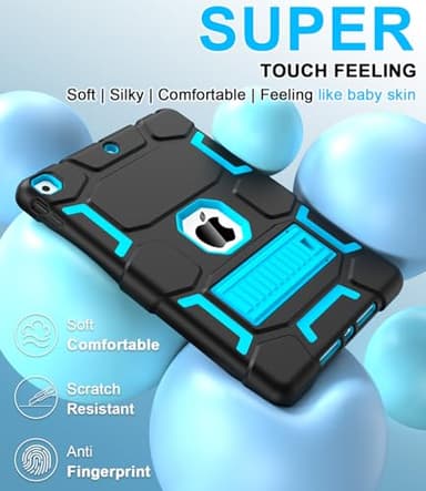 CCMAO iPad 9th Generation Case, iPad 8th/7th Generation Case, iPad 10.2 2021/2020/2019 Case with Kickstand, Heavy Duty Shockproof Hybrid Three Layer Protective Cover for Kids Boy Girl, Black+Sky Blue - Image 6