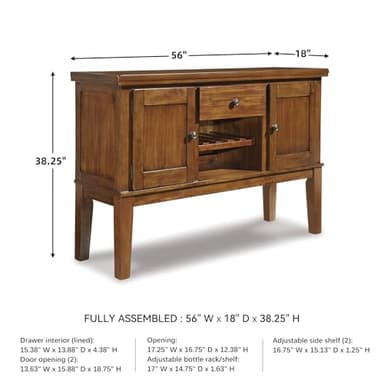 Signature Design by Ashley Ralene Rustic Dining Room Buffet Cabinet with Wine Rack, Medium Brown - Image 3