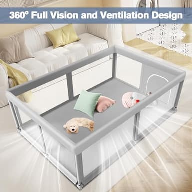 Large Baby Playpen for Babies and Toddlers, Playpen 74×50, Large Baby Play Yards Indoor & Outdoor, Sturdy Safety Baby Play Pen with Soft Breathable Mesh, Toddlers Activity Center with Anti-Slip Base - Image 5