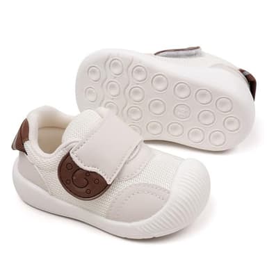 Annnowl Toddler Baby Sneakers Rubber Sole Cartoon Shoes(6 Toddler, Beige 2) - Image 3