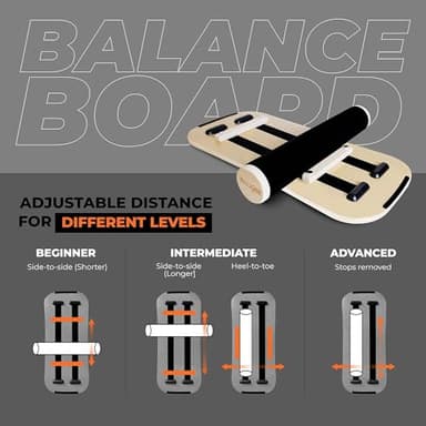 Yes4All Multi-Functional Combo for Balance Training, Balance Board Trainer, 3-in-1 Set with 3 Interchangeable Bases (Rocker, Air Cushion & Roller) - Image 3