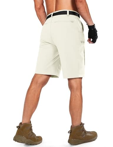 Shallowlulu Mens Cargo Hiking Shorts Water Resistant Quick Dry Lightweight Breathable Tactical Shorts with Nylon Belt(Bone White 30W/8L) - Image 2