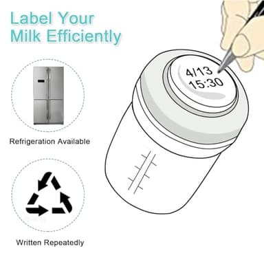 COMI Wide Neck Glass Breastmilk Collection n Storage Bottle, 8oz with Screw Ring Sealing Disk; Re-markable Sealing Disc. BPA Free, Fits Breast Pumps & Nipples (4 Gray Lids) - Image 5