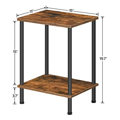 HOOBRO End Tables Set of 2, Small Side Table, Nightstand with 2-Layer Storage Shelves, Sofa Table for Small Spaces, Living Room, Bedroom, Stable Frame, Easy Assembly, Rustic Brown BF09BZP201 - Image 3