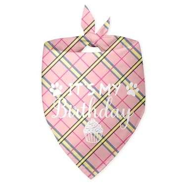 Dog Birthday Bandana Girl It's My Birthday Dog Bandana Birthday Girl Dog Bandana Plaid Pink Dog Bandana Funny Dog Bandana Birthday Photo Prop Pet Scarf Accessories for Pet Dog Lovers Gifts - Image 1