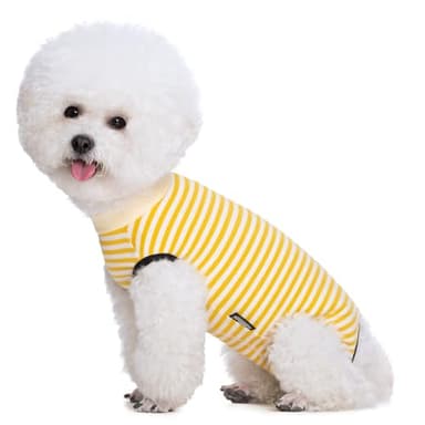 Paipeper Dog Recovery Suit After Surgery,Spay Neuter Clothes for Female Dogs,Small Medium Dog Shirt,E-Collar Cone Alternative,Prevent Licking Wound Dog Onesie,Pet Surgical Suit(Yellow White Stripe-l) - Image 5