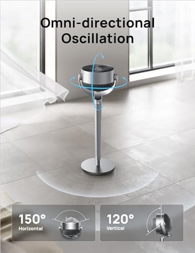 Dreo Oscillating Fan for Bedroom,150°+120° Omni-Directional Quiet Floor Fans with Smart Control, 110ft Pedestal Fan with DC Motor, 9 Speeds, 6 Modes, 43'' Inches, 12H Timer, Wi-Fi/Voice/Alexa - Image 4