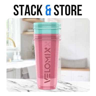 VELOMIX -2 Pack- 28 oz Protein Shaker Bottles for Protein Mixes - 2x Wire Whisk | Leak Proof Shaker Cups for Protein Shakes | Protein Shaker Bottle Pack (Pink/Turquoise) - Image 6