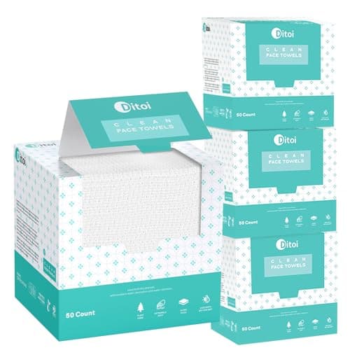 Face Towels, 10"×12" Disposable Face Towel, Face Towelettes XL, Ultra Soft Makeup Remover Dry Wipes, Thick Face Towel for Cleansing, 200 Count (4 Pack) - Image 1