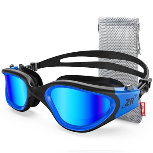 ZIONOR Swim Goggles, Upgraded G1 Polarized Swimming Goggles UV Protection Anti-fog Adjustable Strap for Men Women Adult Indoor or Outdoor (Polarized Mirror Blue Lens) - Image 1