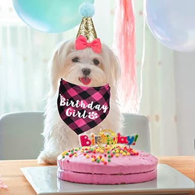 JOTFA Plaid Dog Bandana for Birthday Party Supplies (Pink) - Image 6