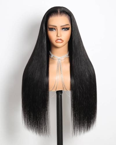 Megalook Hair 13x6 HD Lace Front Wigs Human Hair 220% Density Glueless Wigs Human Hair Pre Plucked Pre Cut Upgrade Ear-to-Ear Frontal Straight Wigs for Women Glueless Drawstring Wig with Tapes 22 Inch