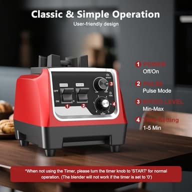 H-Duka 1800W Smoothie Blender and Grinder Combo 70OZ Large Capacity Countertop Blenders for Kitchen High Speed Blender for Smoothies Ice Crushing Frozen Drinks Puree (Dark Red) - Image 5