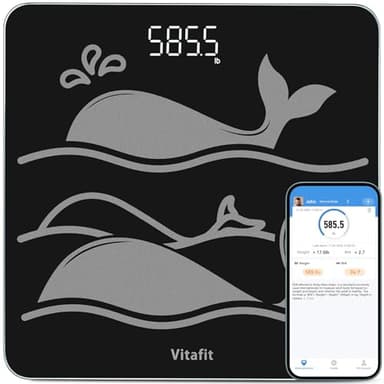 Vitafit Amazing 600lb Smart Bathroom Scale for Body Weight in 0.1lb, High Accuracy Assured by Scale Professional Factory Since 2001, Large Platform with 8mm Non-Slip Tempered Glass, LED, 3*AAA, Black - Image 1