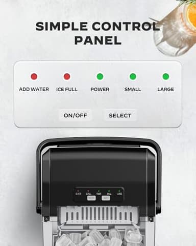 Marsail Ice Makers Countertop, 26 lbs per Day, Fast Ice in 6 Minutes, Self-Cleaning Ice Maker, Compact Countertop Ice Machine for Home, Kitchen/Office/Parties - Image 5