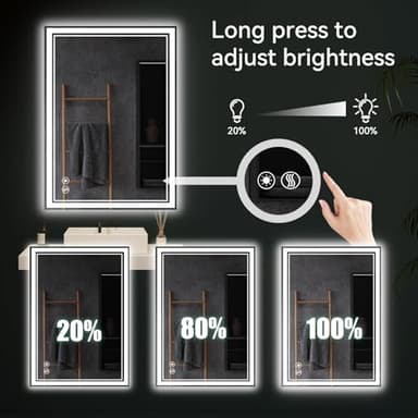 24“ x 32” LED Mirror for Bathroom LED Bathroom Mirror Anti-Fog Dimmable 3 Colors Bathroom Mirror with Lights Smart Mirror Memory Wall Mounted Front and Backlit Horizontal/Vertical - Image 5