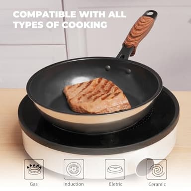 ZHANG XIAO QUAN SINCE 1628 Non Toxic Stainless Steel Pan, 8 Inch Nonstick Egg Frying Skillet, 8 Inch Ceramic Coating Small Egg Frying Pan, Works on Induction, Electric Stove and Gas Cooktops - Image 7