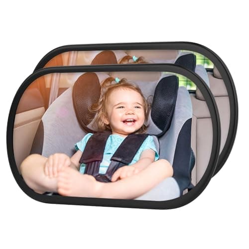 BOEYOS Baby Car Mirror, Safety Car Seat Mirror for Rear Facing Infant, Clear Wide View, 360°Rotation, Easily Observe the Baby Move, Secure, Shatterproof, Crash Tested and Certified (2-Pack)