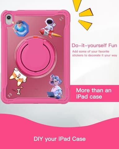 BRAECN for iPad (A16) 11th/10th Generation Case 11 inch 2025/10.9'' 2022 Handle Protective Cover 360 Rotating Ring Stand, Shockproof Dropproof Case for Kids Kickstand & Pencil Holder & Shoulder Strap - Image 8